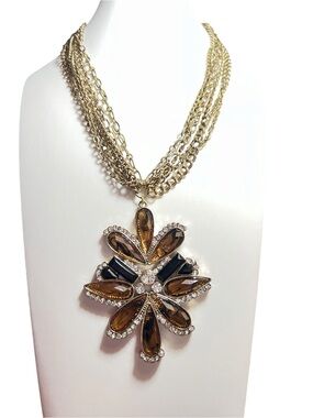 Jules B Amber & Black Crystal Multi-Chain Statement Necklace